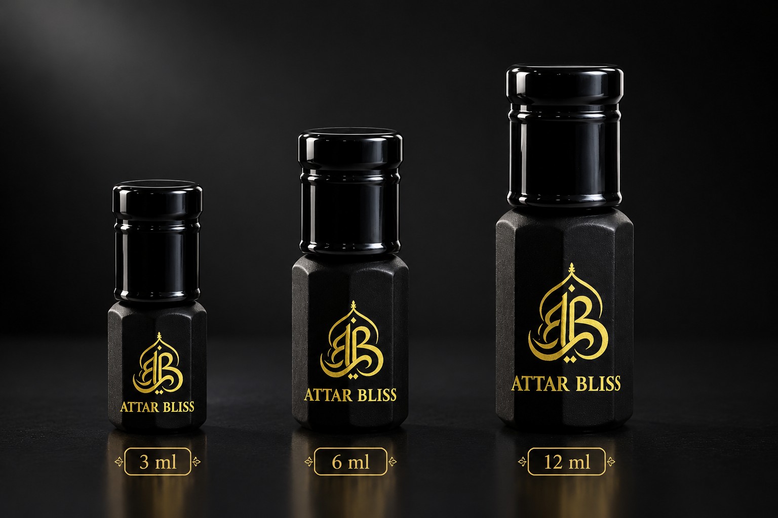 Attar Bliss perfume oils in 3 ml, 6 ml and 12 ml